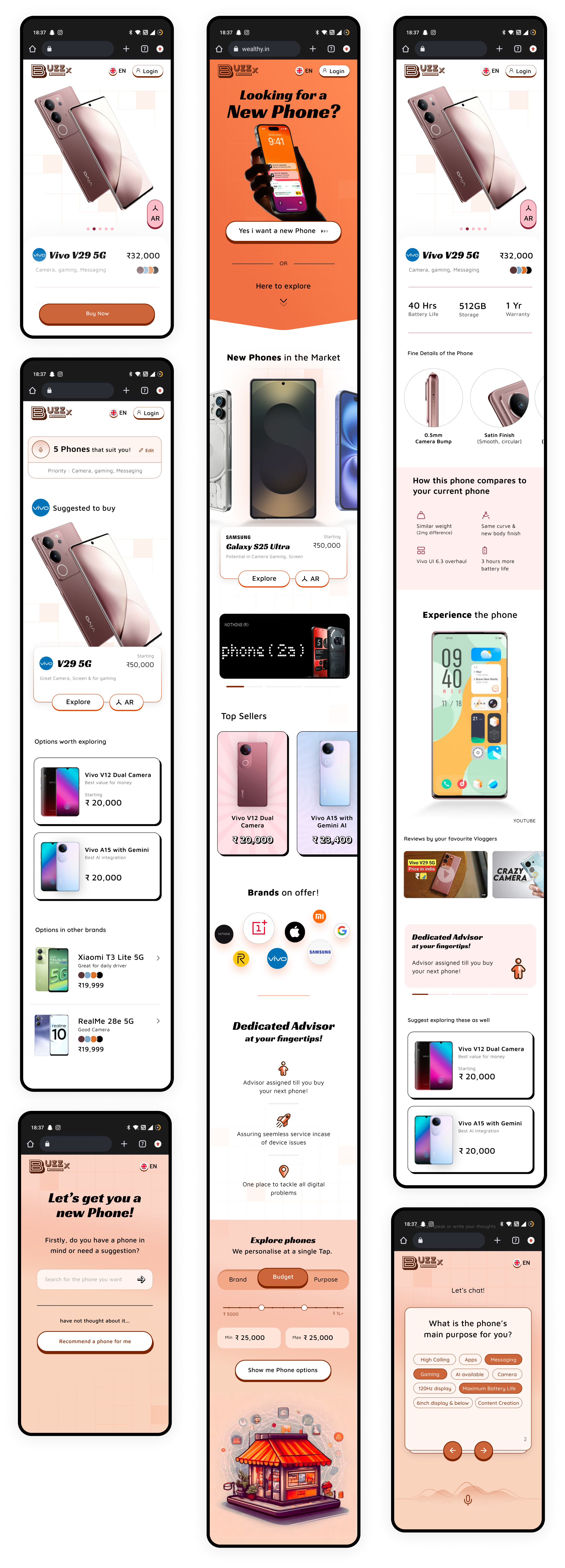 Visual design overview, all screens