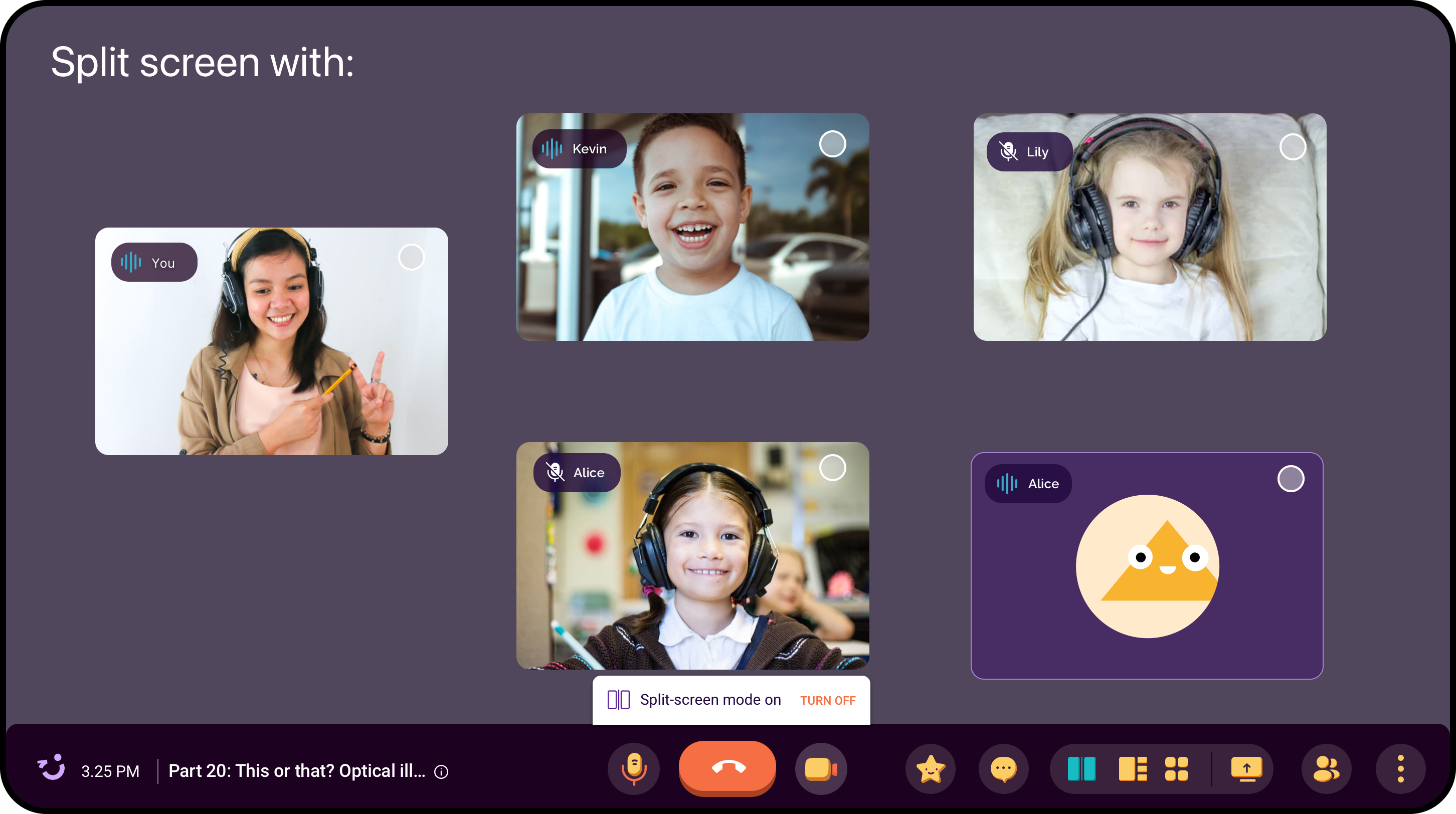 Split screen options
