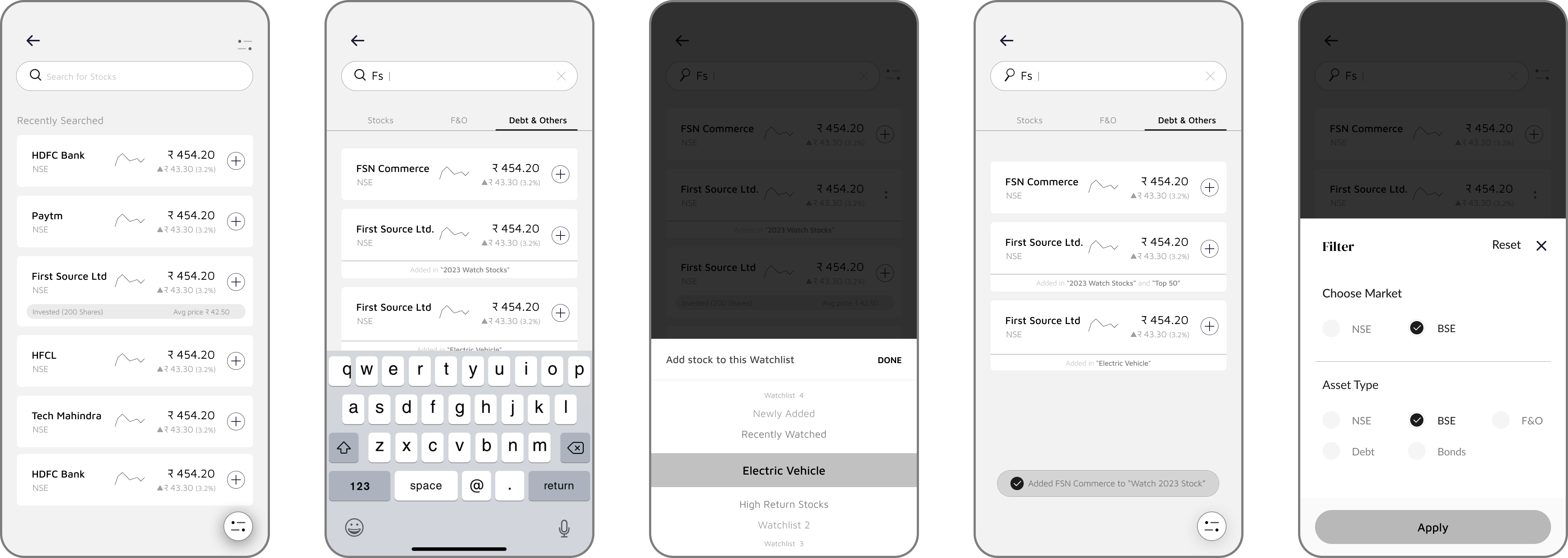 Search Wireframes