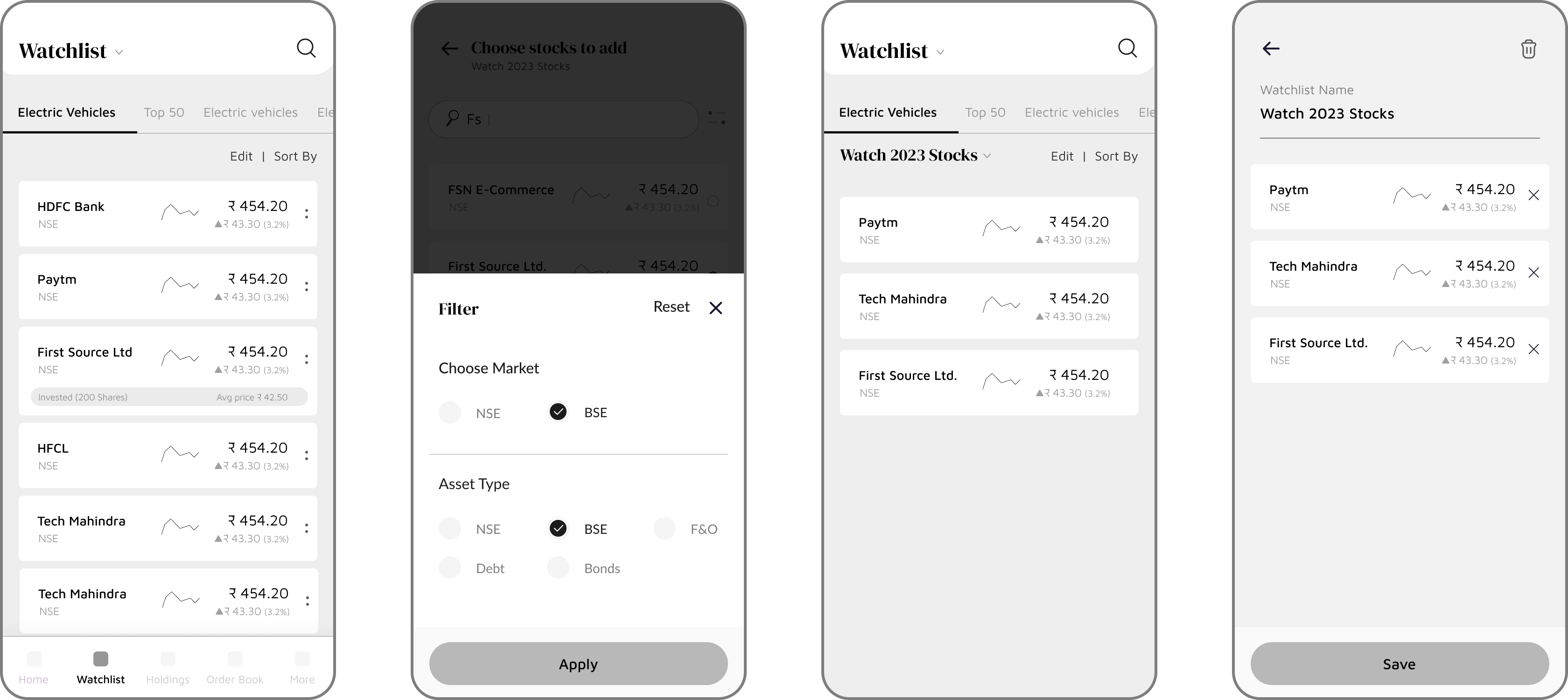 Watchlist Wireframes